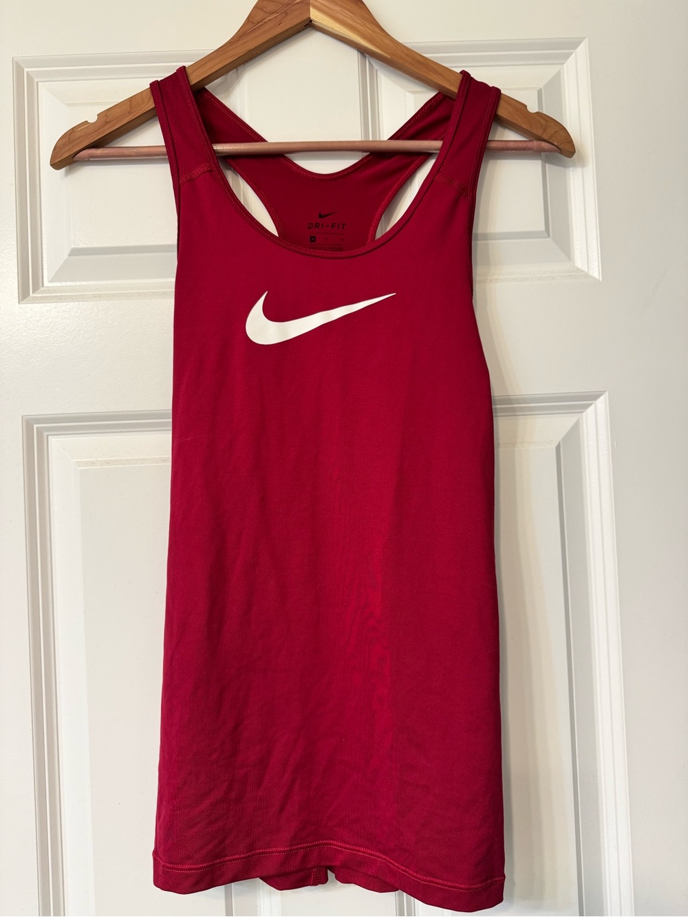 Nike Women's Crimson Racerback Tank with White Swoosh